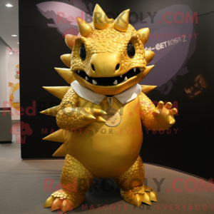 Guld Stegosaurus maskot...