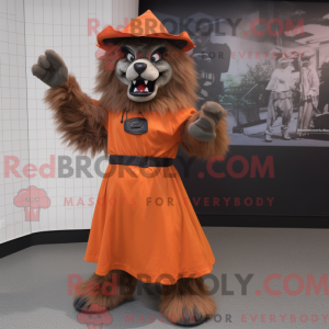 Orange Werewolf mascot...