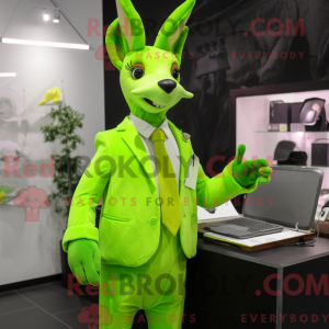 Lime Green Roe Deer mascot...