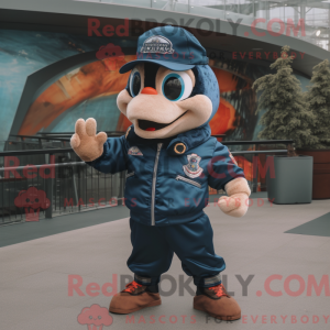 Navy Salmon mascot costume...