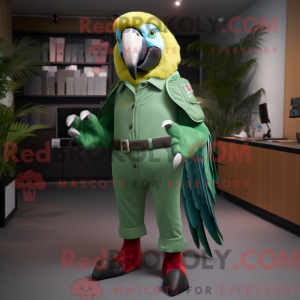 Green Macaw mascot costume...