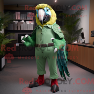 Grønn Macaw maskot drakt...