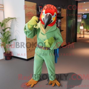 Grön Macaw mask drakt...