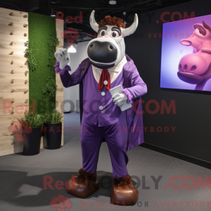 Purple Jersey Cow mascot...