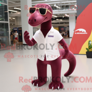 Maroon Brachiosaurus maskot...