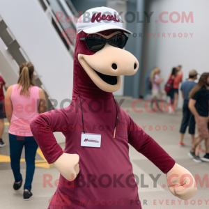 Maroon Brachiosaurus mascot...