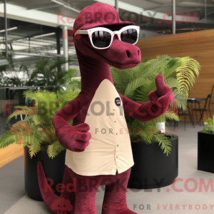 Maroon Brachiosaurus maskot...