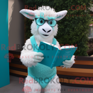 Cyan Angora Goat mascot...