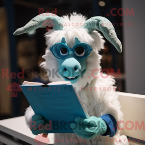 Cyan Angora Goat mascot...