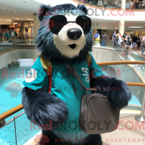 Teal Spectacled Bear mascot...