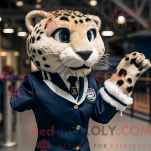 Navy Cheetah maskot kostume...