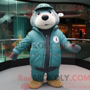 Teal Seal mascot costume...