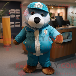 Teal Seal mascot costume...