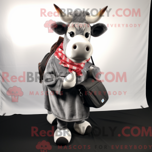 Grå Jersey Cow maskot...