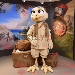 Beige Quail maskot kostume...