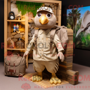 Beige Quail maskot kostume...