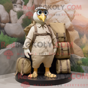 Beige Quail maskot kostume...