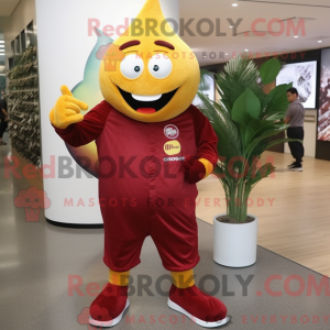 Maroon Mango mascot costume...