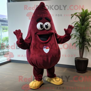 Maroon Mango mascot costume...