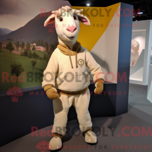 Tan Goat maskot kostume...