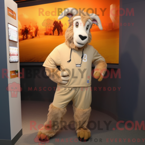 Tan Goat mascot costume...