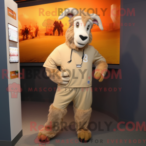 Tan Goat maskot kostume...