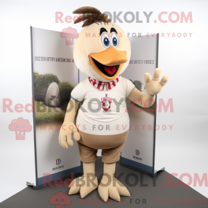 Beige Hens mascot costume...