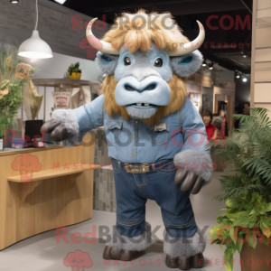 Sølv Bison maskot kostume...