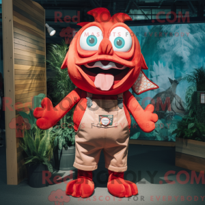 Red Piranha mascot costume...