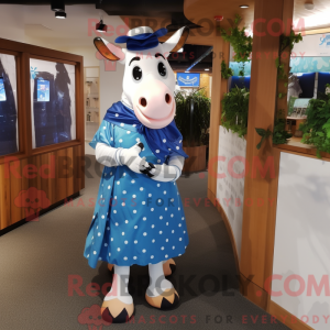 Blue Holstein Cow maskot...