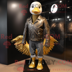 Gold Goose mascot costume...
