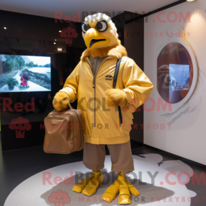 Gold Vulture mascot costume...
