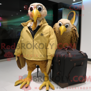 Gold Vulture mascot costume...