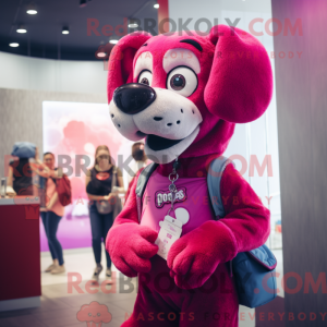 Magenta Dog mascot costume...