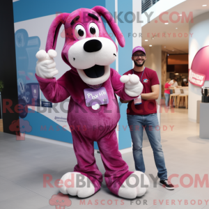 Magenta Dog mascot costume...