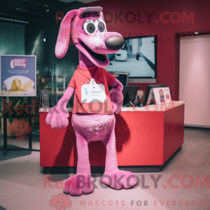 Magenta Dog mascot costume...