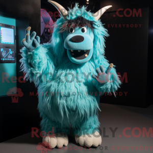 Cyan Yak mascot costume...
