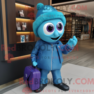 Cyan Plum maskot kostume...