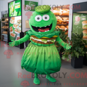 Green Burgers mascot...