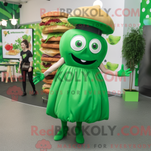 Green Burgers mascot...