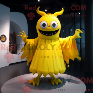 Gul Demon Maskot Drakt...