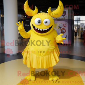 Yellow Demon mascot costume...