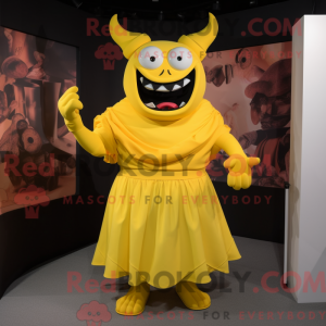 Gul Demon Maskot Drakt...