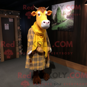 Yellow Guernsey Cow mascot...