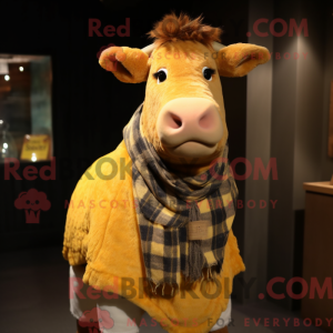 Gul Guernsey Cow maskot...