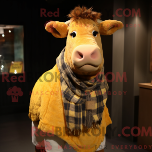 Yellow Guernsey Cow mascot...