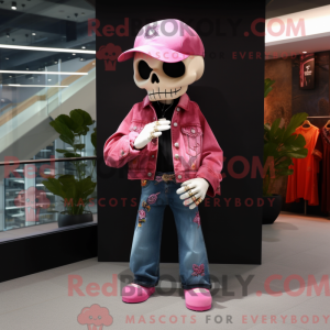 Pink Skull mascot costume...
