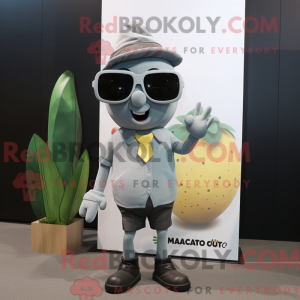 Gray Mango mascot costume...