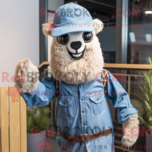 Blue Alpaca mascot costume...