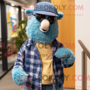 Blue Alpaca mascot costume...